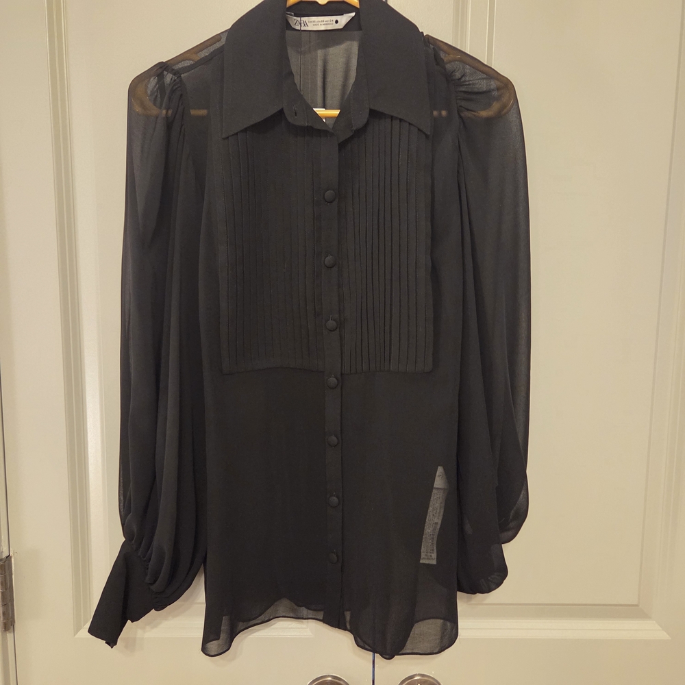Elegant Black Sheer Women's Top